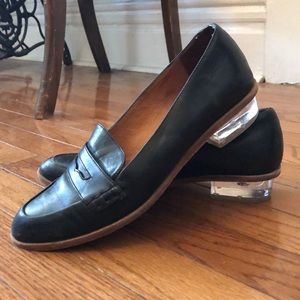 Cecelia black loafers with lucite heel